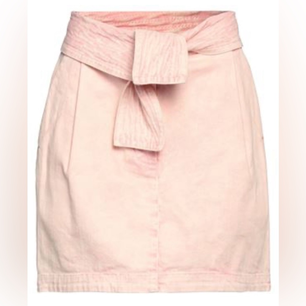 Ulla Johnson Pink Washed Denim Tie Dye Drew Mini Skirt